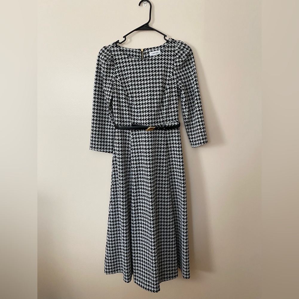 Calvin Klein Houndstooth Midi Dress